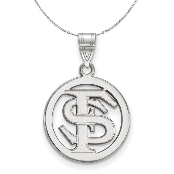 Sterling Silver Florida State Small Circle Necklace - 18 Inch